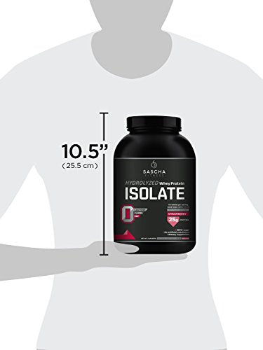 Sascha Fitness Hydrolyzed Whey Protein Isolate,100% Grass-Fed (2 Pounds, Strawberry)