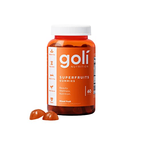 SUPERFRUITS Vitamin Gummy by Goli Nutrition - 60 ct - with Collagen-Enhancing Ingredients. Radiate. Rejuvenate. Refresh (Mixed Fruit, Vegan, Plant-Based, Non-GMO, Gluten-Free & Gelatin Free)