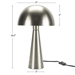 Nourison 17" Silver Modern Iron Mushroom Desk Lamp