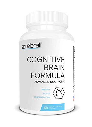 ACCELERALL Extra Strength Nootropic Brain Formula - Natural Memory, Focus & Concentration - Supports Brain Function with DMAE, Ginkgo Biloba & Bacopa, 60 Capsules