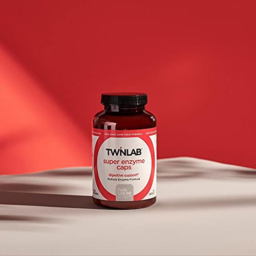 Twinlab Super Enzyme Caps - Digestive Enzymes with Pancreatin, Bromelain and Betaine HCL - Pancreatic Enzymes and Bromelain Supplement for Gut Health, Constipation Relief and Gas Relief, 50 Caps