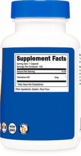 Nutricost Yohimbine HCl 5mg, 120 Capsules Extra Strength