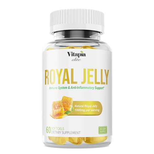 Vitapia Royal Jelly Softgel Capsules - 1000mg per Serving - High in Nutrients & Antioxidants, Anti-Inflammatory, and Immune Support - 60 Day Supply - Non GMO & Gluten Free