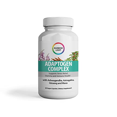 Rainbow Light Adaptogen Complex with Ashwagandha, Astragalus, Ginseng, Maca, Supplements to Support Stress Relief, Energy, Stamina and Immune Health, 60 Vegan Capsules