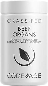 Codeage Grass Fed Beef Organs Supplement – Glandulars Supplements - Freeze Dried, Non-Defatted, Desiccated Liver, Heart, Kidney, Pancreas & Spleen Bovine Pills – Beef Vitamins - Non-GMO -180 Capsules