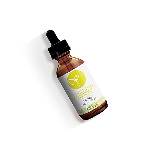 STIRLING - 500mg Real Hemp Oil Extract w/ Citrus Essential Oils, Pure & Potent Hemp Oil Tincture with MCT Oil. Produced from U.S. Non-GMO, Organic Hemp. Powerful Extract has 1000x Potency!