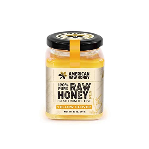 American Raw Honey - Raw Sweet Yellow Clover Honey from Utah, 100% Pure Organic Honey, Fresh from the Hive - Superfood, Gluten Free, Unpasteurized, No Preservatives or Additives (10 oz. / 285g)