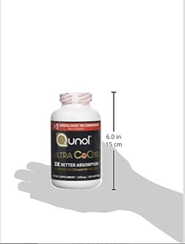 Qunol Ultra CoQ10 100mg, 3x Better Absorption, Patented Water and Fat Soluble Natural Supplement Form of Coenzyme Q10, Antioxidant for Heart Health, 120 Count Softgels