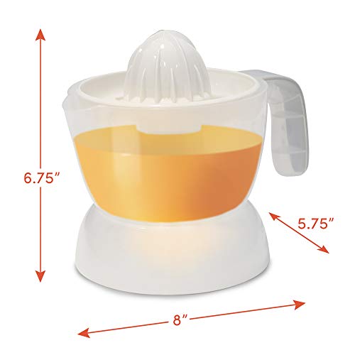Elite Gourmet ETS-411 BPA-Free Electric Citrus Juicer Extractor: Compact Large Volume Pulp Control Oranges, Lemons, Limes, Grapefruits with Easy Pour Spout, 16 oz, White