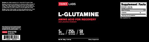 Staunch L-Glutamine Powder 250 Grams, 50 Servings
