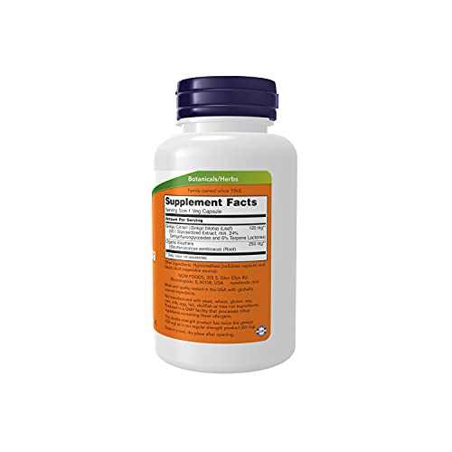 NOW Supplements, Ginkgo Biloba 120 mg, Double Strength, Non-GMO Project Verified, 100 Veg Capsules