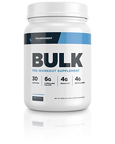 Transparent Labs Bulk Pre Workout, Contains Anhydrous Caffeine, L-Citrulline, & Theobromine, Gluten-Free, Non-GMO, No Sweeteners, for Muscle Growth, Muscular Endurance & Stamina, Orange - 30 Servings