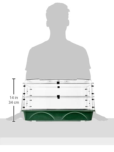 EarlyGrow 24" x 15" x 12.75" Domed Propagator with 2 Height Extenders and Locking Clip Set, Green