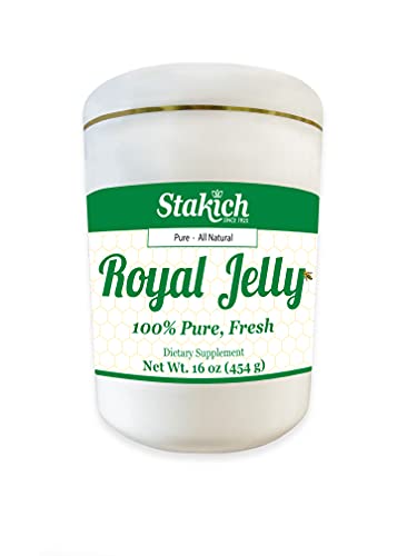 Stakich Fresh Royal Jelly - Pure, All Natural - No Additives or Preservatives Added - 16 Ounce (1 Pound)