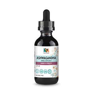 Ashwagandha Tincture - Organic Withania Somnifera Liquid Extract Promoting Stress Relief, Brain & Heart Function - Alcohol-Free Herbal Drops for Energy - Vegan, Non-GMO - 2 fl. Oz Bottle (2 FL OZ)