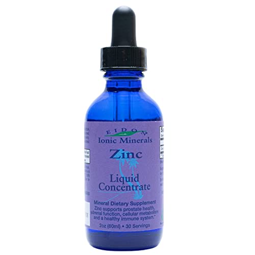 Eidon Ionic Minerals Liquid Zinc Concentrate - Ionic Zinc Drops, Boost Immune System & Mood, Relieves Stress, All-Natural, Vegan, Gluten-Free, No Preservatives or Additive - 2 Ounce Bottle