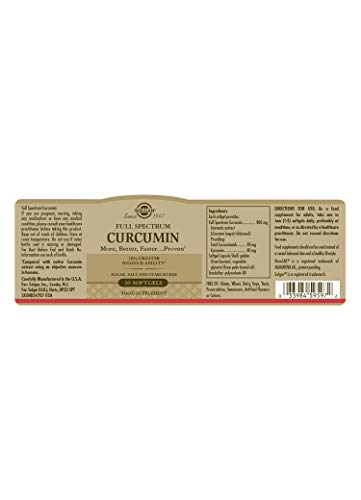 Solgar Full Spectrum Curcumin Liquid Extract Softgels - 30 Count - Faster Absorption - Brain, Joint & Immune Health - Non-GMO, Gluten-Free, Dairy-Free, Soy-Free - 30 Servings