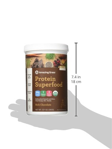 Amazing Grass Protein Superfood: Vegan Protein Powder, All in One Nutrition Shake, with Beet Root Powder, Rich Chocolate, 10 Servings (Old Version)