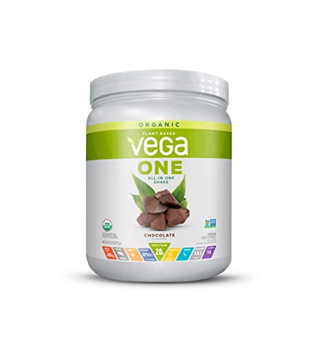 Vega One Organic, Chocolate, Meal Replacement Protein Powder, Vegan, Plant Based, Superfood, Vitamins, Probiotics, Dairy Free, Gluten Free, Pea Protein for Women and Men, 13.2 Ounces (9 Servings)