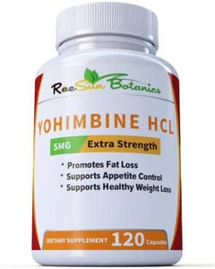 Raesun Botanics Yohimbine HCL Bark Extract Extra Strength Supplement 5mg x 120ct Capsules Premium Fat Burner, Weight Loss, Appetite Control, Male Support, Energy, and More
