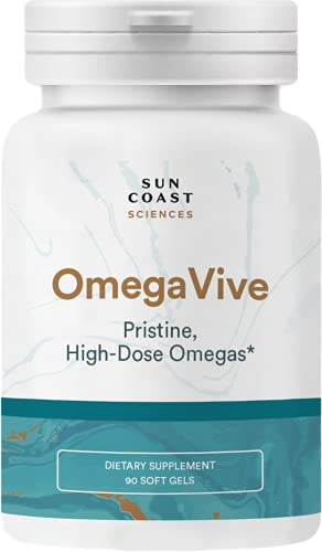 Sun Coast Sciences OmegaVive - Pure Fish Oil with Omega 3 EPA and DHA - 90 Vegetarian Softgels - Supports Skin Health and Overall Wellness and Vitality - Lemon Lime Flavor - Made in USA