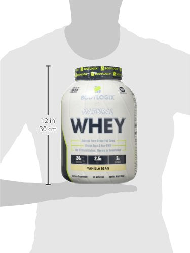 Bodylogix Natural Grass-Fed Whey Protein Powder, NSF Certified, Vanilla Bean, 4 Pound