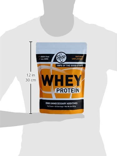 TGS 100% Whey Protein Powder Unflavored, Unsweetened, Keto Friendly - 2lb - All Natural, Low Carb, Low Calorie, No Soy, Made in USA