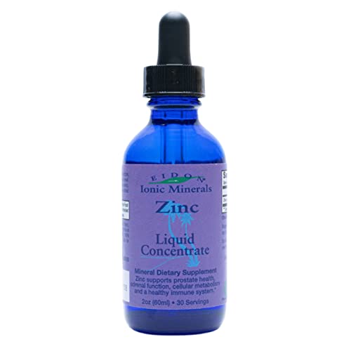 Eidon Ionic Minerals Liquid Zinc Concentrate - Ionic Zinc Drops, Boost Immune System & Mood, Relieves Stress, All-Natural, Vegan, Gluten-Free, No Preservatives or Additive - 2 Ounce Bottle