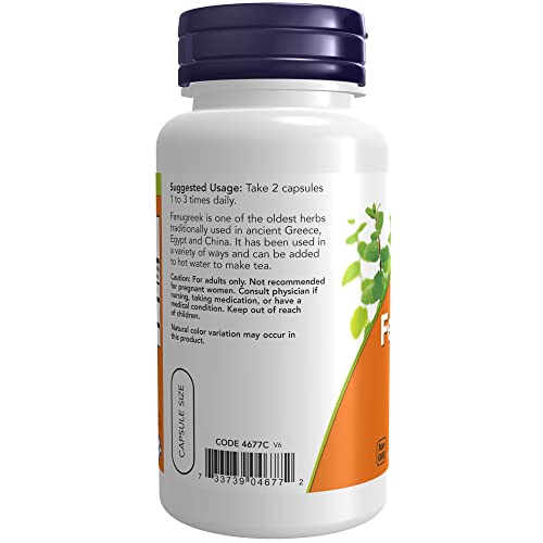 NOW Supplements, Fenugreek (Trigonella Foenum-Graecum) 500 mg, Herbal Supplement, 100 Veg Capsules