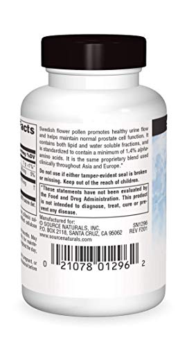 Source Naturals Swedish Flower Pollen Extract Supplement, Supports Prostate Function and Healthy Urine Flow - 45 Tablets
