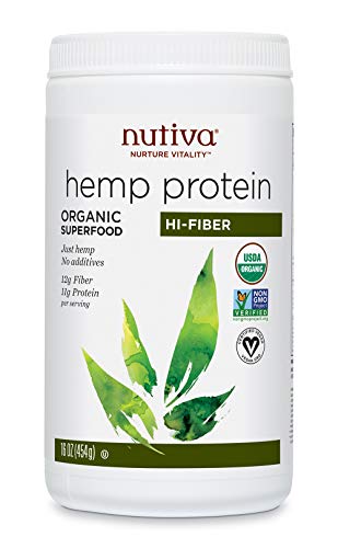 Nutiva Organic, Cold-Processed Hemp Protein from non-GMO, Sustainably Farmed Canadian Hempseed, Hi-Fiber, 16-Ounce