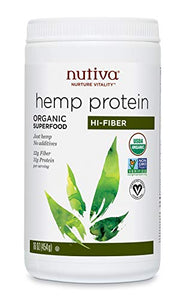 Nutiva Organic, Cold-Processed Hemp Protein from non-GMO, Sustainably Farmed Canadian Hempseed, Hi-Fiber, 16-Ounce