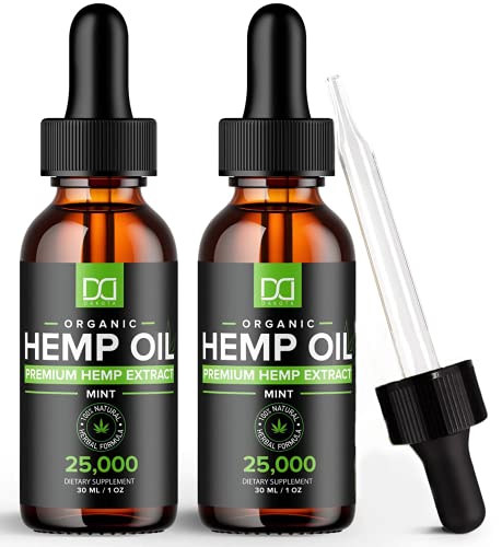 (25,000MG) Hemp Oil Maximum Strength for Pain Relief Anxiety Stress Sleep Aid Inflammation Vaginal Dryness CBS CDB CBC Oil Massage Skin Care Focus Organic Hemp Seed Extract Tincture Hair Omega 3 6 9