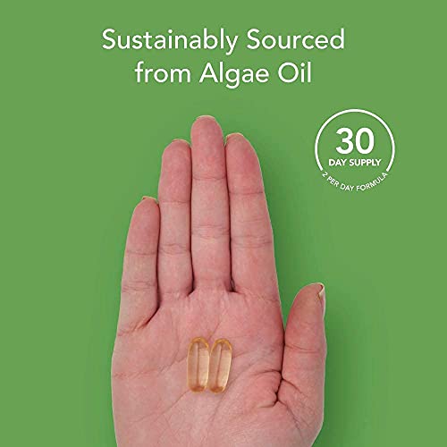 Vegan Omega-3 Fish Oil Alternative sourced from Algae Oil | Highest Levels of Vegan DHA & EPA Fatty Acids | Non-GMO Verified & Vegan Certified - 60 Veggie Softgels (Carrageenan Free)