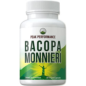 Bacopa Monnieri Vegan Capsules - Made with Organic Bacopa Leaf. Ayurvedic Herb Nootropic Supplement for Brain, Memory, Mental Sharpness, Focus Without Crashes. Natural Plant Extract Pills, Tablets