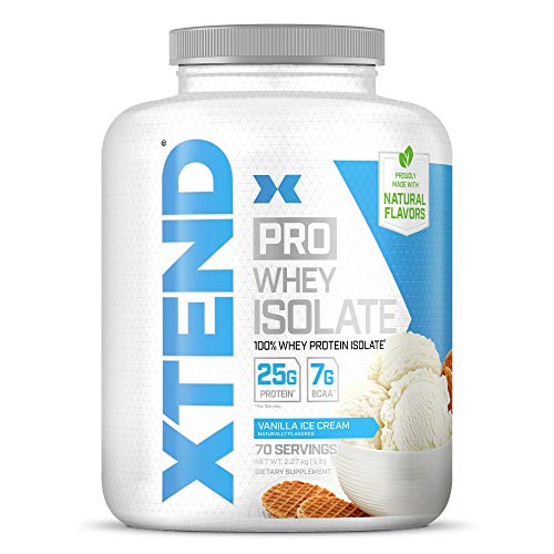 XTEND Pro Protein Powder Vanilla Ice Cream | 100% Whey Protein Isolate | Keto Friendly + 7g BCAAs with Natural Flavors | Gluten Free Low Fat Post Workout Drink | 5lbs