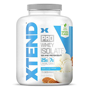 XTEND Pro Protein Powder Vanilla Ice Cream | 100% Whey Protein Isolate | Keto Friendly + 7g BCAAs with Natural Flavors | Gluten Free Low Fat Post Workout Drink | 5lbs