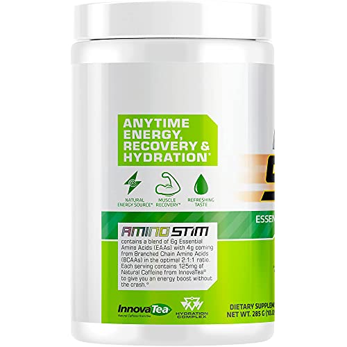 USN Amino Stim EAAs (Essential Amino Acids) + Energy, 125mg Caffeine, 6g Essential Amino Acids, Hydration Complex, Muscle Growth Recovery, Green Apple, 10.05 Ounce (Pack of 1)