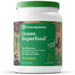 Amazing Grass Green Superfood Antioxidant: Organic Plant Based Antioxidant and Wheat Grass Powder for Full Body Recovery, 100 Servings & Green Superfood: Super Greens Powder, 100 Servings