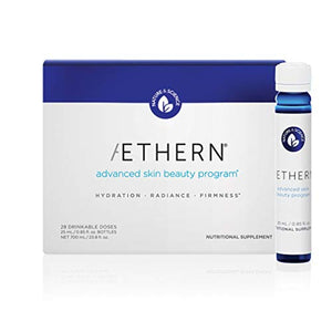 Aethern Advanced Skin Beauty Program - Liquid Collagen Drink Formula with Bioactive Collagen Peptides and Hyaluronic Acid - 14 Natural Ingredients for Skin Revitalization - 28 Daily Drinkable Doses