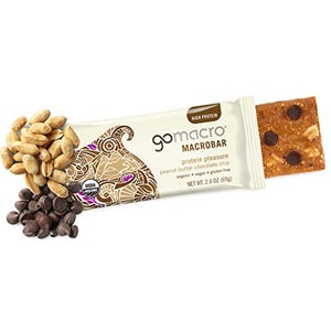 GoMacro MacroBar Organic Vegan Protein Bars - Peanut Butter Chocolate Chip (2.4 Ounce Bars, 12 Count)