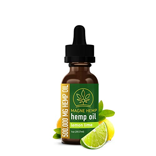 MAGNEHEMP - 500,000MG Lemon Lime Flavored Hemp Oil Extract for Pain & Stress, Hemp Oil Drops for Better Sleep