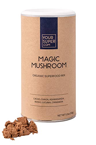 Your Super Magic Mushroom Superfood Powder - Brain Booster, Immune Support, Natural Energy - Organic Cacao, Chaga, Ashwagandha, Lucuma, Reishi Mushroom Powder - Plant Based, Gluten Free - 30 Servings