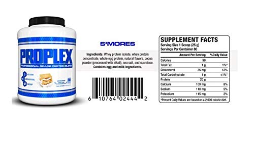 VPX Proplex Protein Powder - 3 Protein Source Blended Protein Powder, Whey Protein Isolate, Whey Protein Concentrate, Whole Egg Protein Blended Protein Powder - S'Mores, 4.4 Pound (Pack of 1)