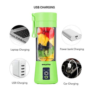 [Upgraded Version] USB Juicer Cup by BHUATO, Portable Juice Blender, Household Fruit Mixer - Six Blades in 3D, 380ml Fruit Mixing Machine for Superb Mixing (Green)…