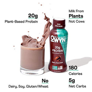 OWYN - 100% Vegan Plant-Based Protein Shakes | Dark Chocolate, 12 Fl Oz (Pack of 4) | Dairy-Free, Gluten-Free, Soy-Free, Tree Nut-Free, Egg-Free, Allergy-Free, Vegetarian