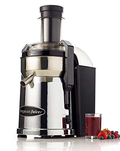 Omega Juicer MMC500C Commercial High Speed Centrifugal Extractor with Mega Mouth Wide Chute, 540-Watts, Metallic