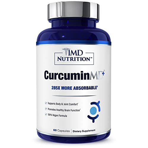 1MD Nutrition CurcuminMD Plus - Turmeric Curcumin with Boswellia Serrata - 285x More Absorbable | Joint Stiffness, Muscle Recovery, and Mood Support | 60 Capsules