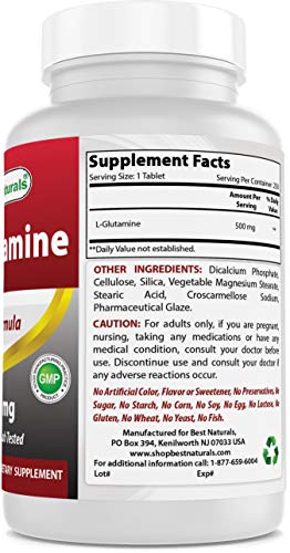 Best Naturals L-Glutamine 500 mg 250 Tablets