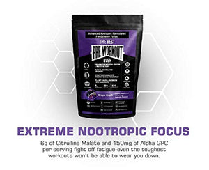 The Best Pre Workout Ever All Natural Nootropic Preworkout Powder - Clean Energy Boost Focus & Strength - Muscle Builder Supplement for Men & Women - Keto Friendly Plant Based & Grape Crush…